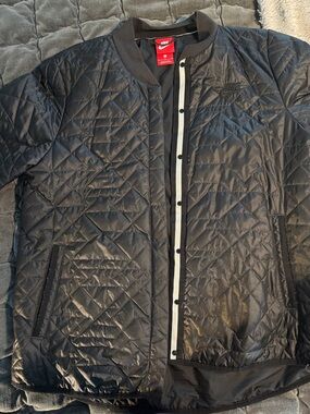 Nike Black Quilted Bomber Jacket with Contrast Placket